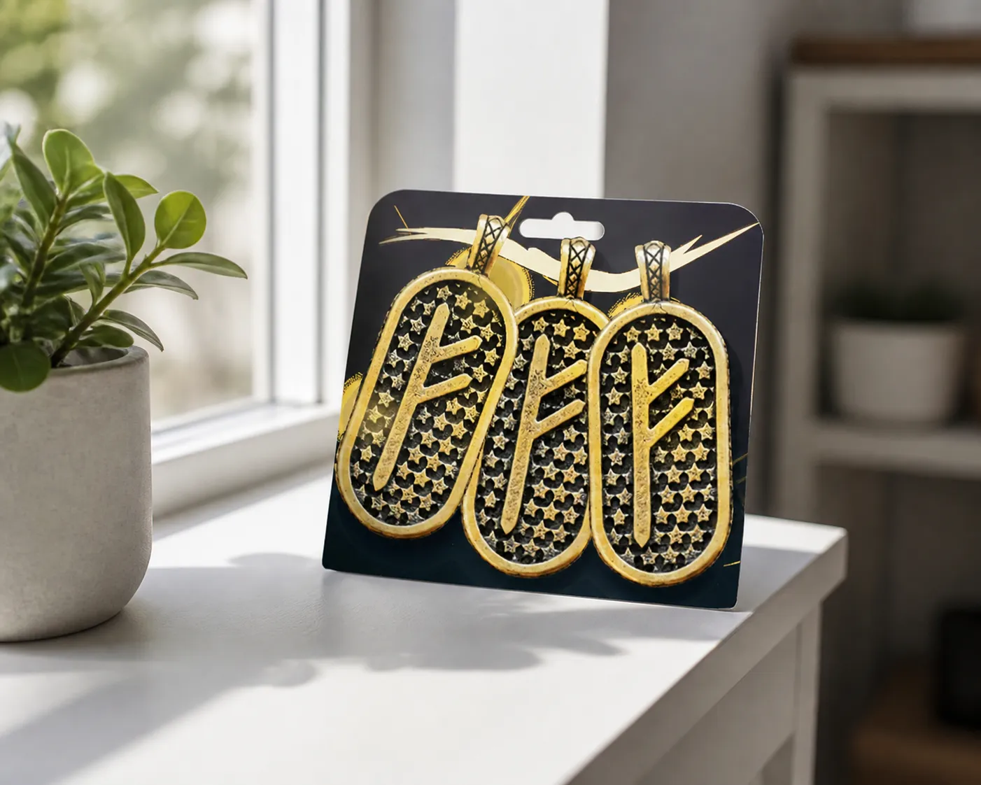 Fehu Amulet — Verpackung im Alltag