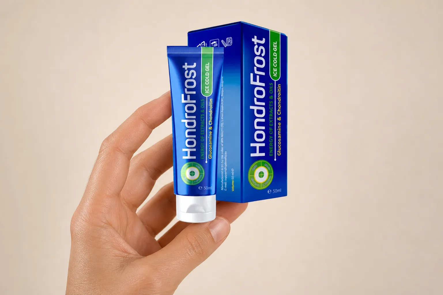 Hondrofrost — Verpackung in der Hand