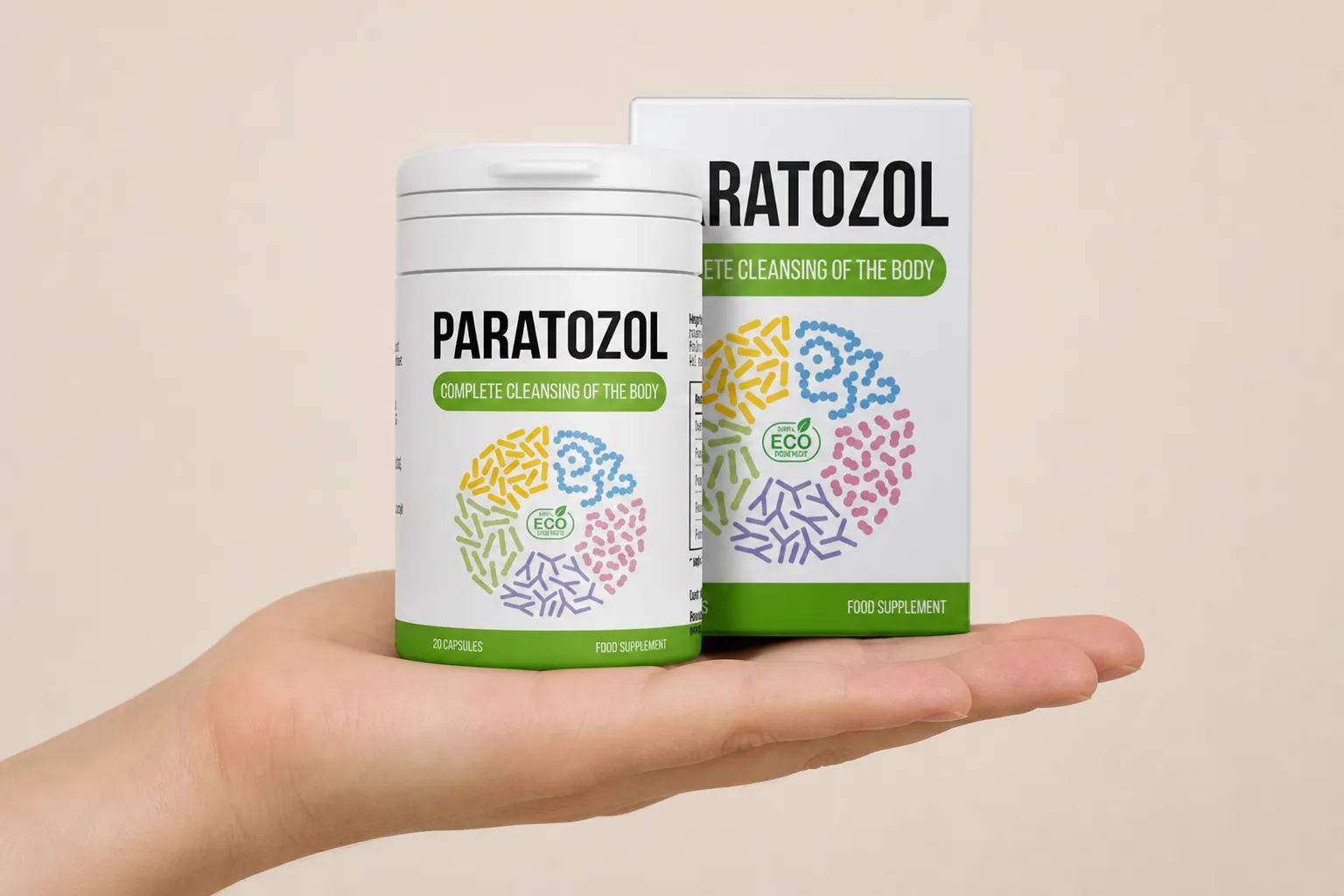 Paratozol — Verpackung in der Hand