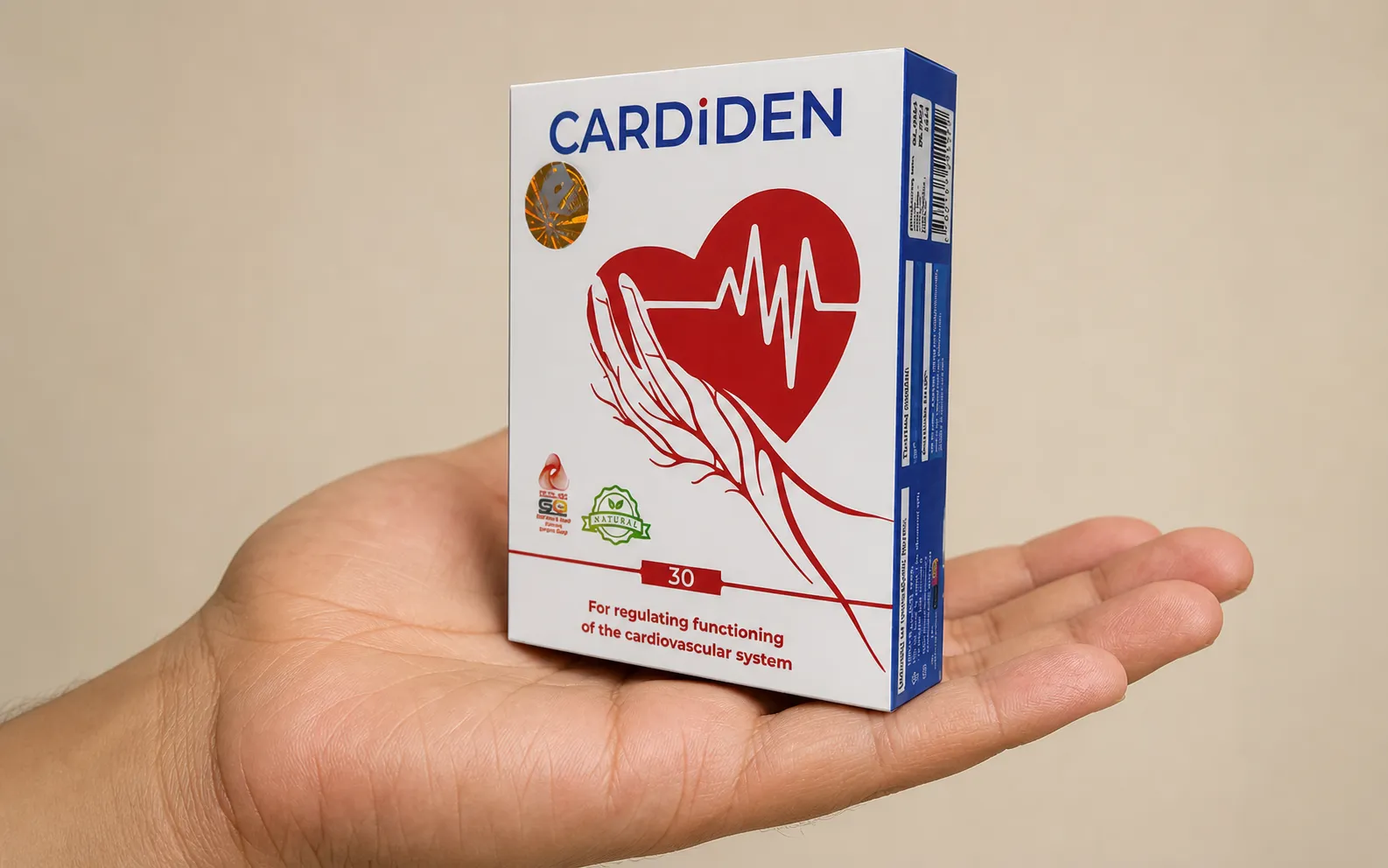 Cardiden — Verpackung in der Hand