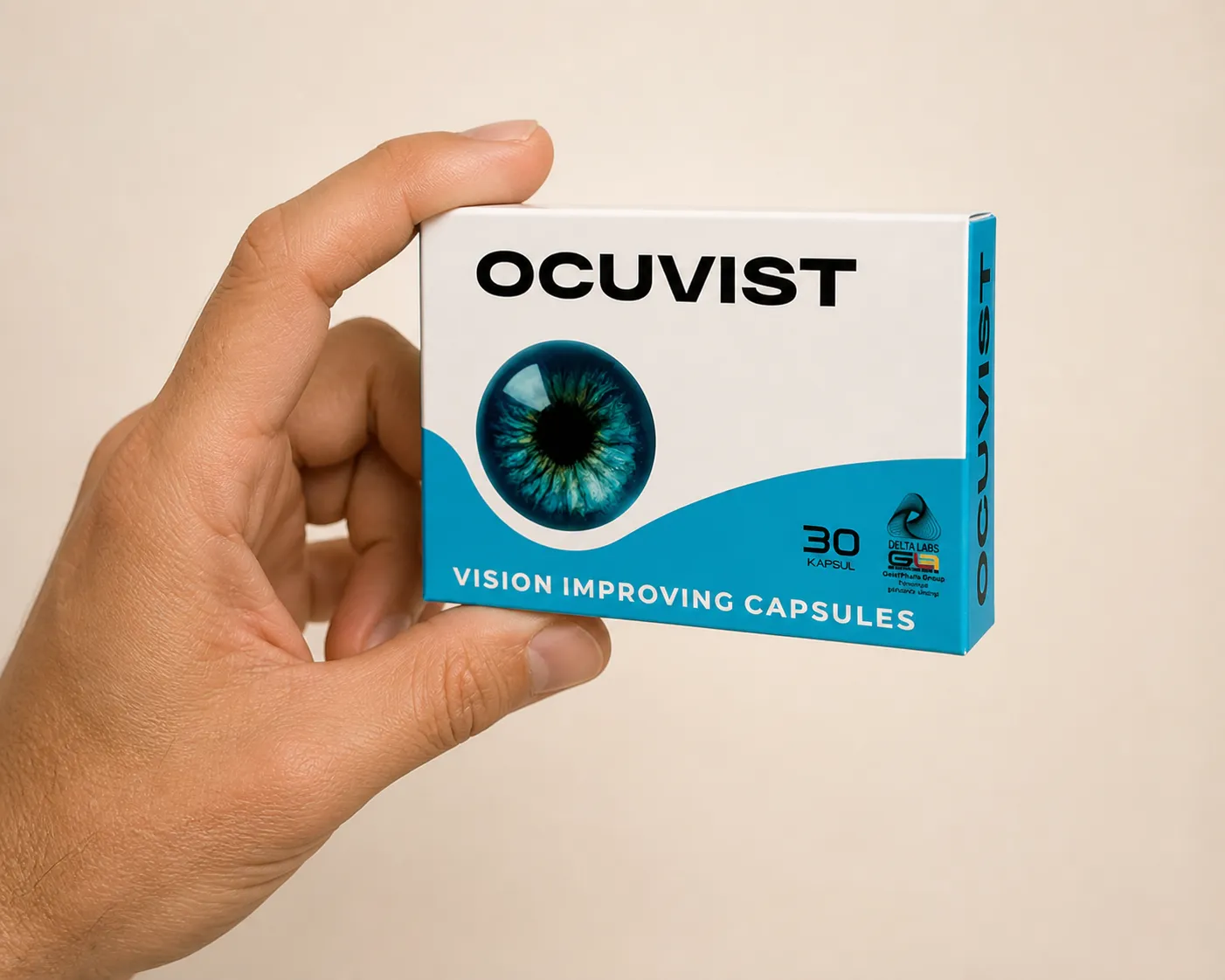 Ocuvist — Verpackung in der Hand
