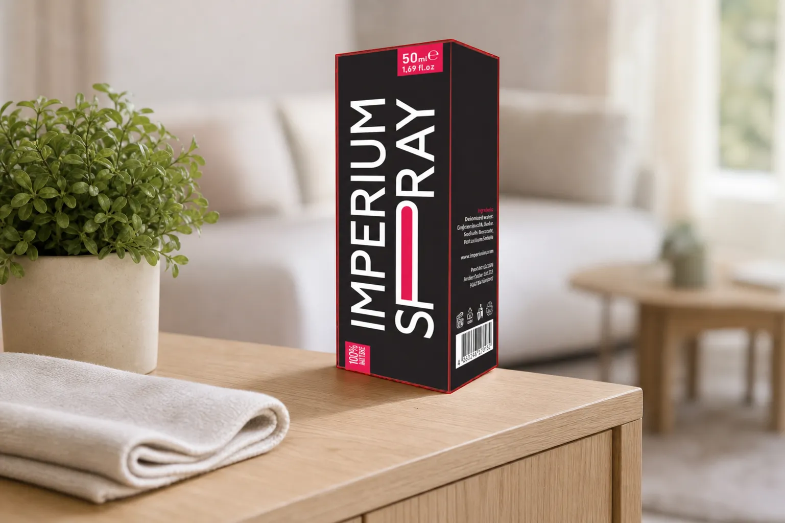 Imperium Spray — Verpackung im Alltag