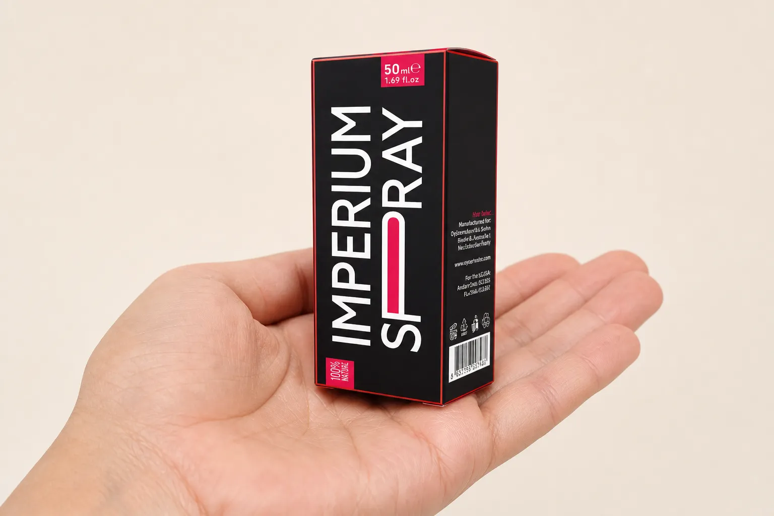 Imperium Spray — Verpackung in der Hand