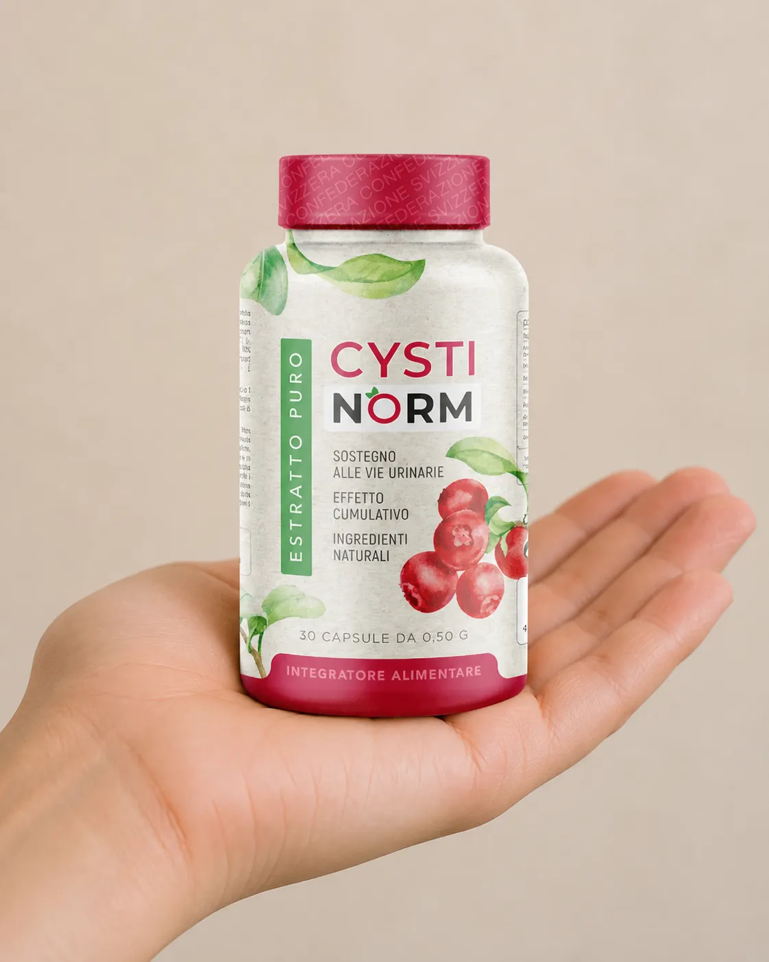 CYSTINORM — Verpackung in der Hand