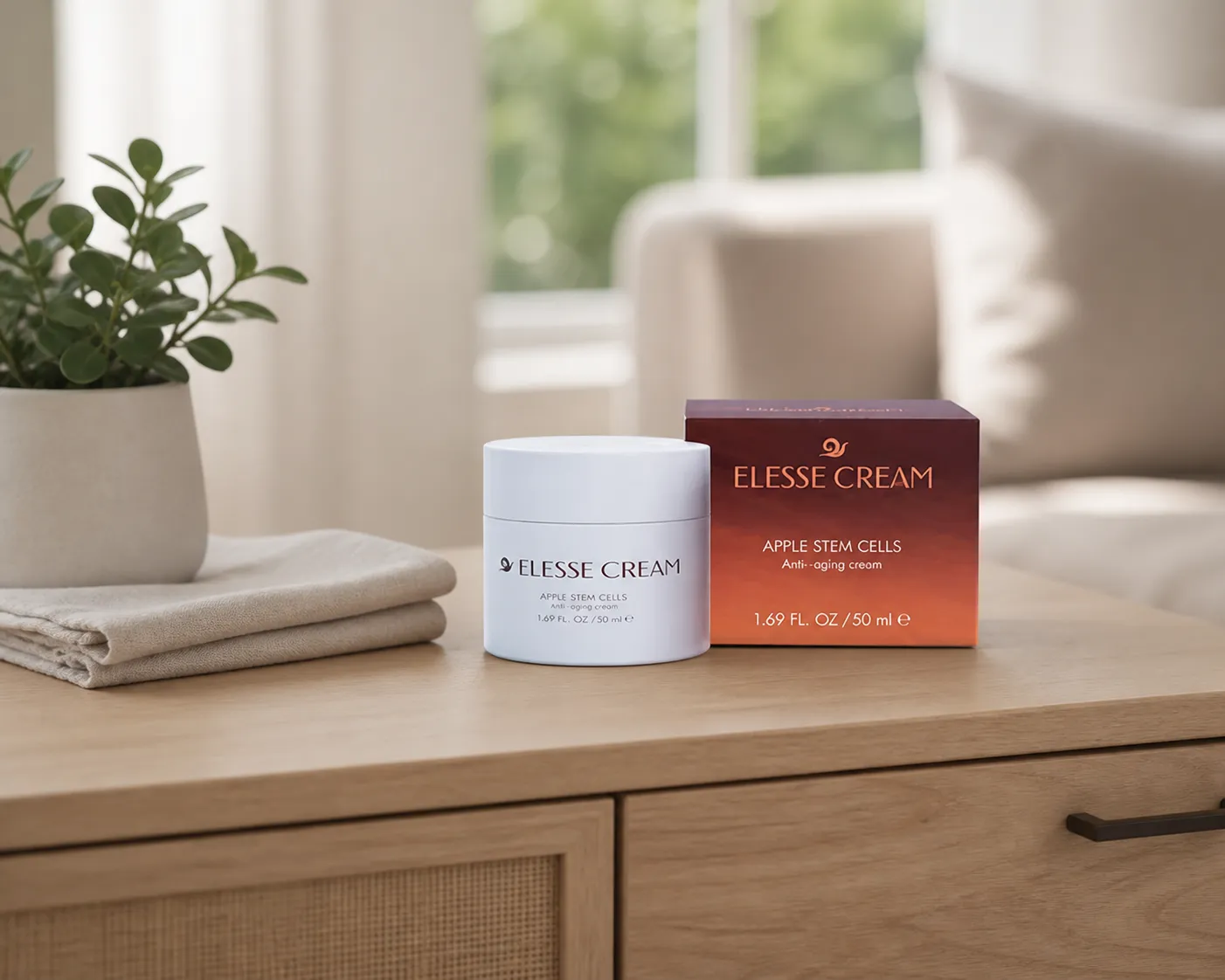 Elesse Cream — Verpackung im Alltag