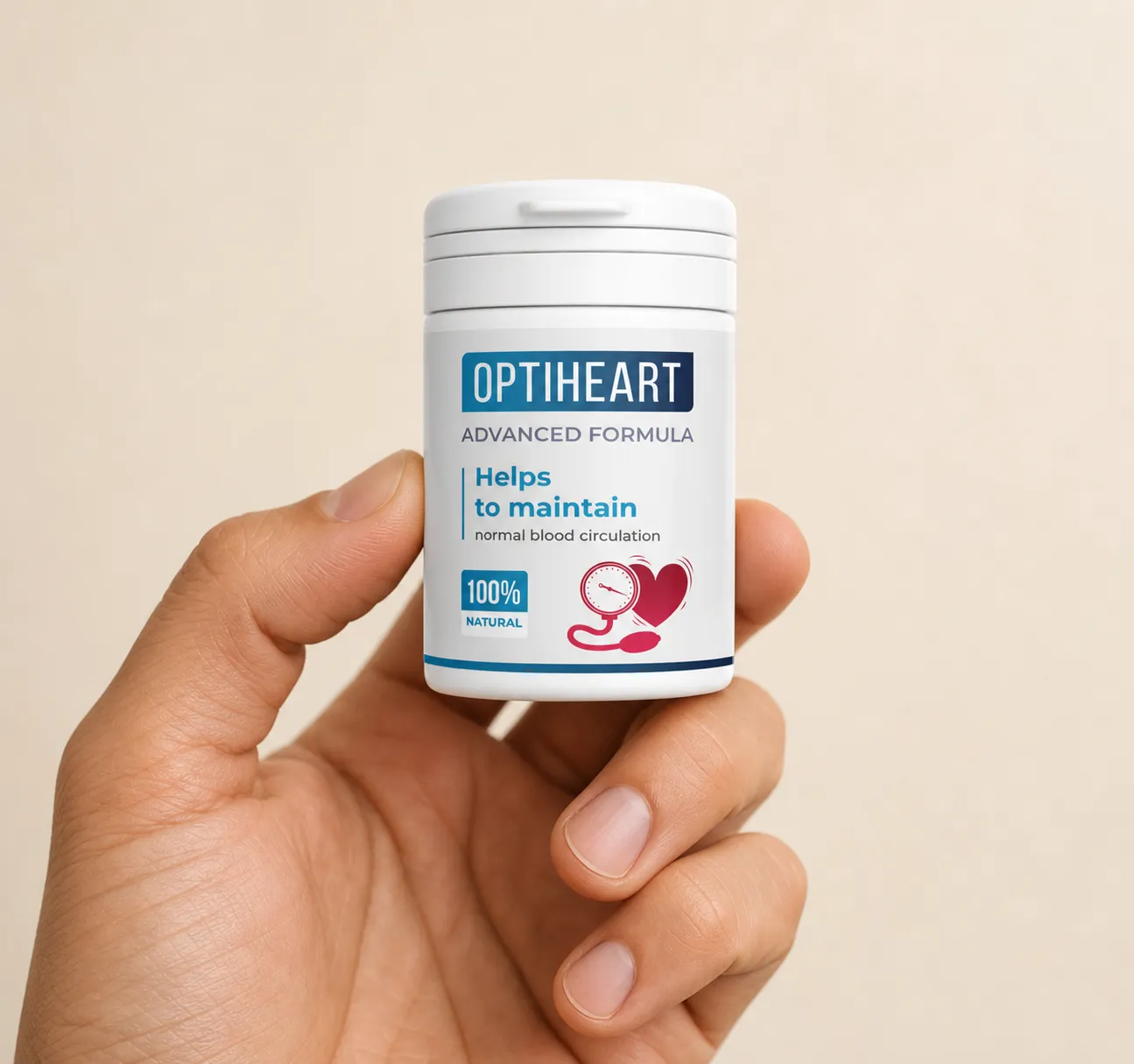 Optiheart — Verpackung in der Hand