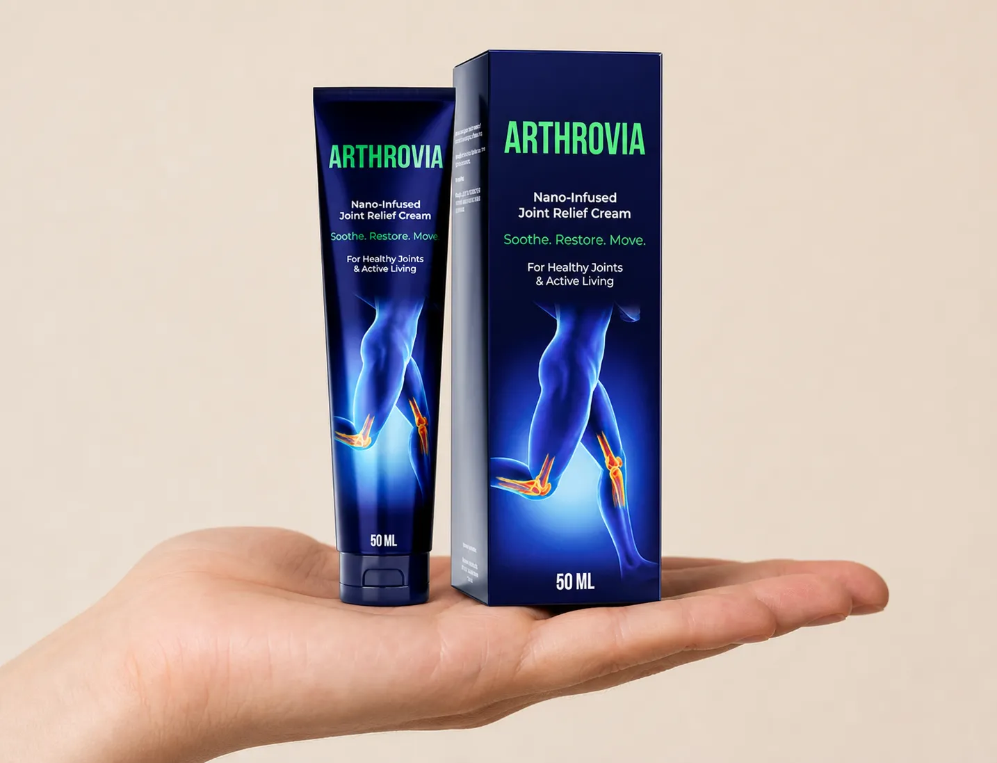 Arthrovia — Verpackung in der Hand