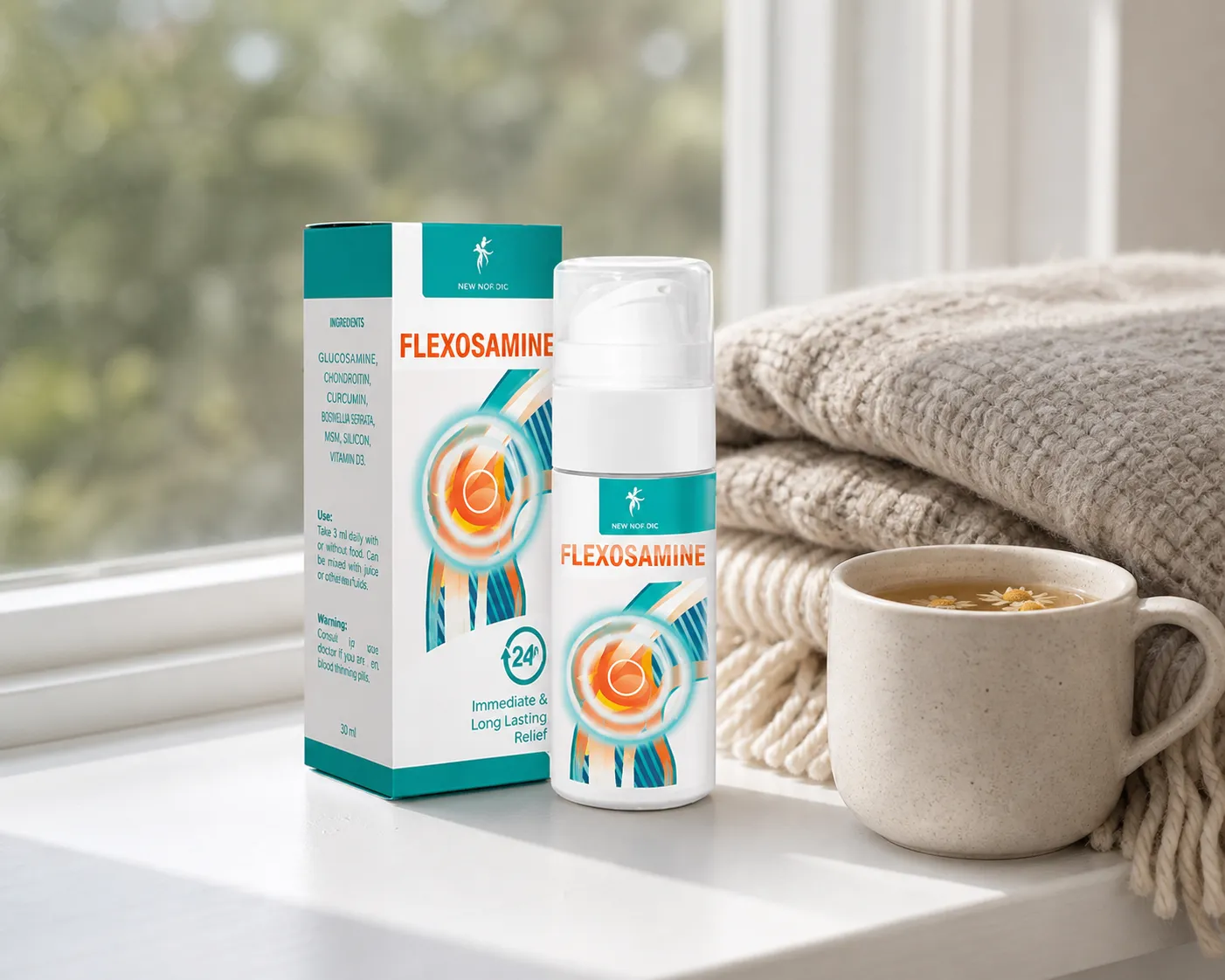 Flexosamine Gel Full price + — Verpackung im Alltag