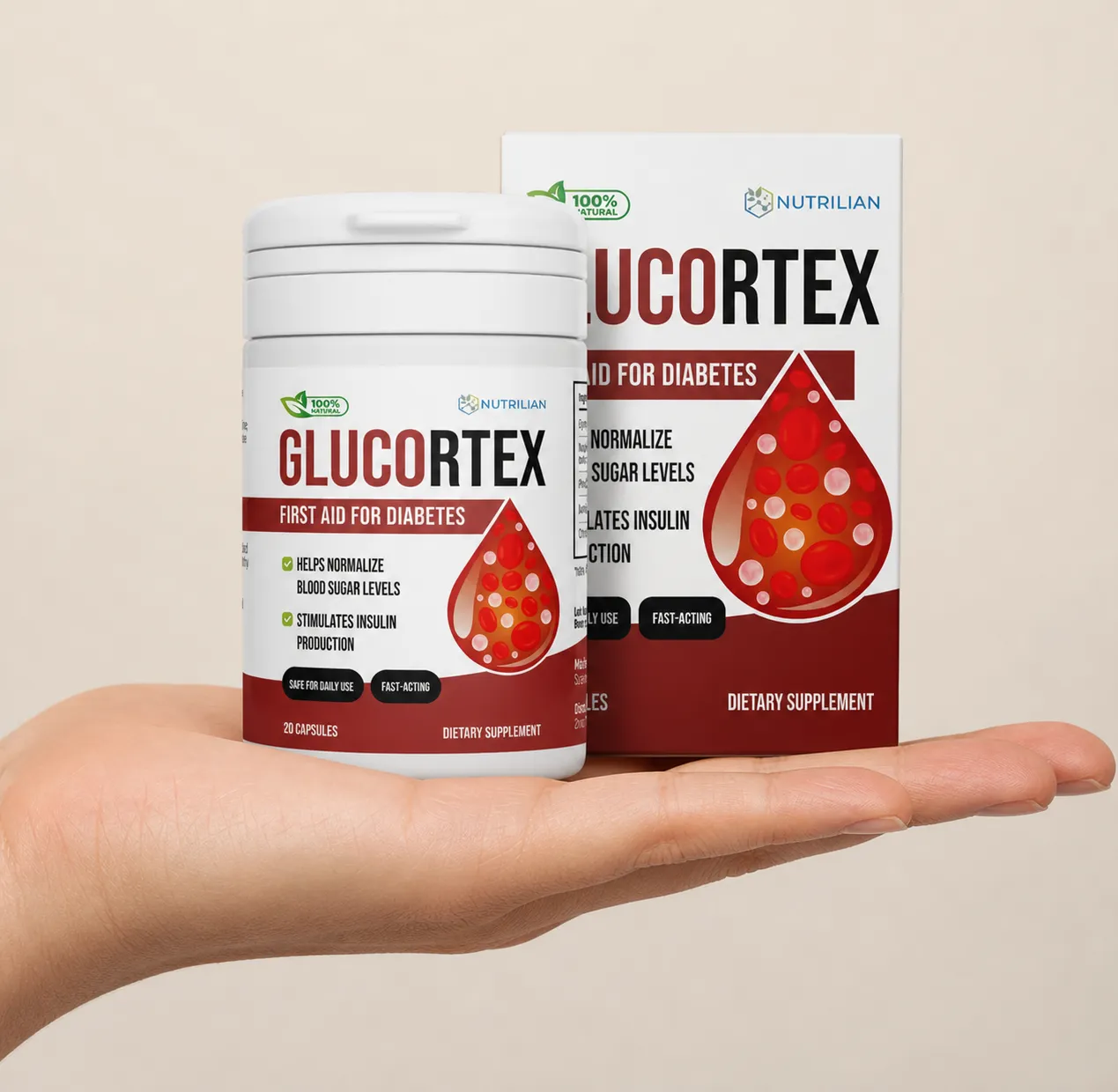 Glucortex — Verpackung in der Hand