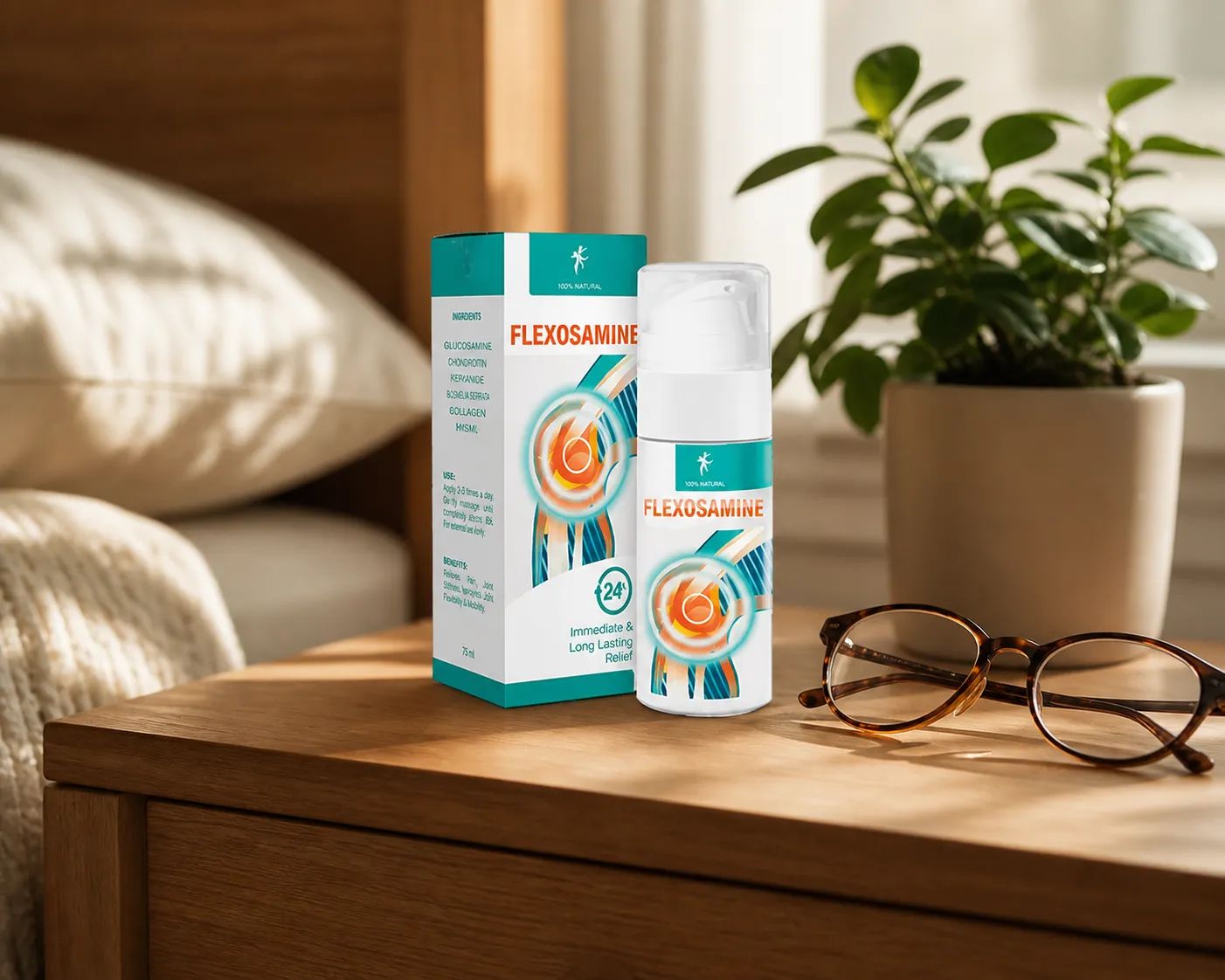 Flexosamine Gel Google — Verpackung im Alltag