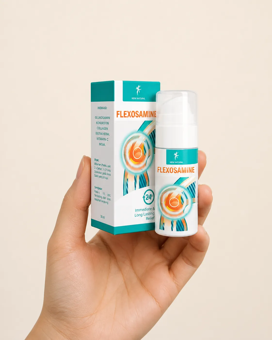 Flexosamine Gel Google — Verpackung in der Hand