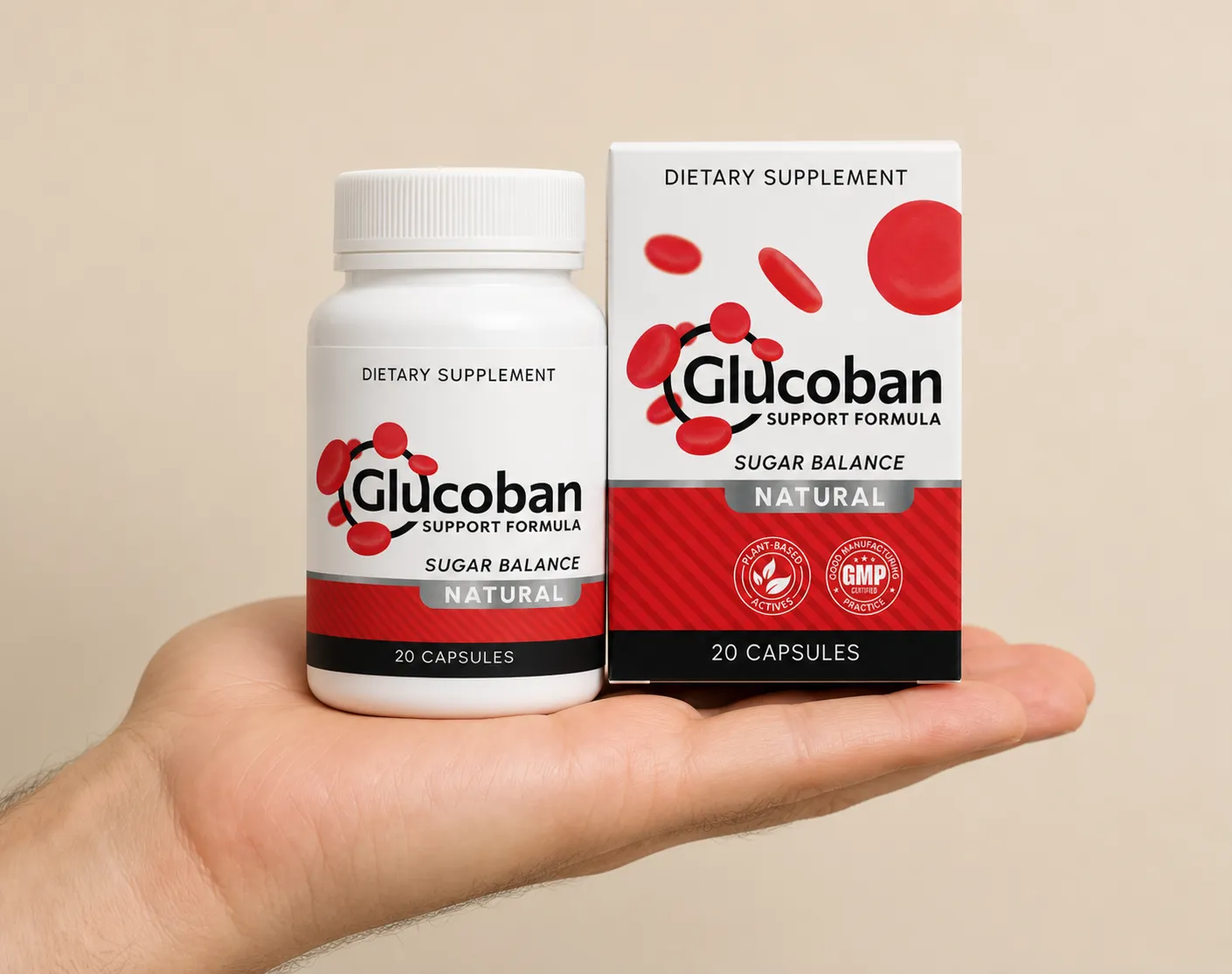 Glucoban — Verpackung in der Hand