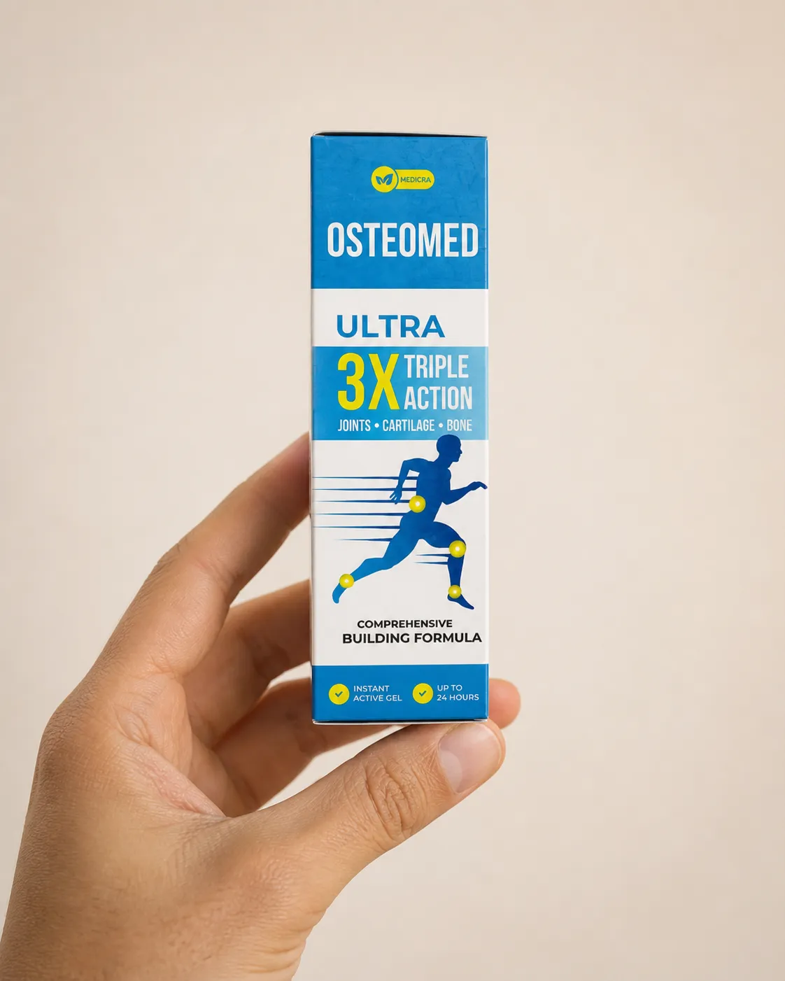 Osteomed — Verpackung in der Hand