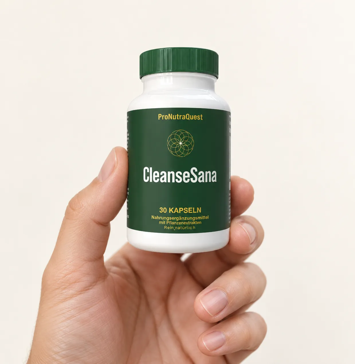 CleanseSana — Verpackung in der Hand