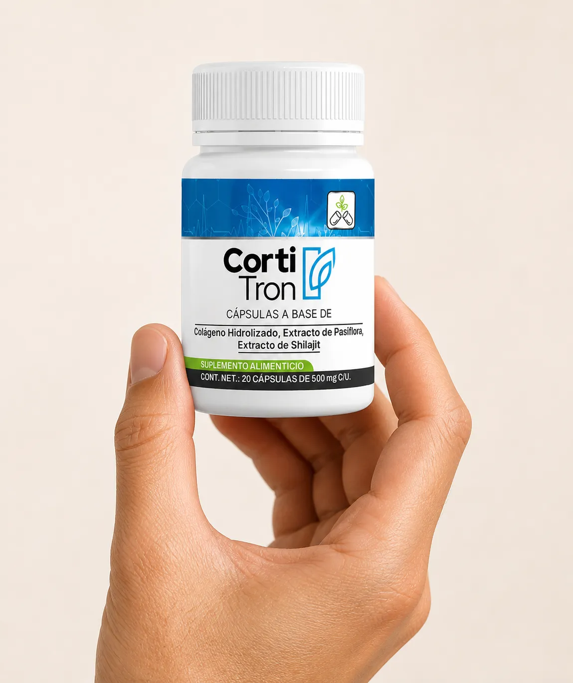 Cortitron — Verpackung in der Hand