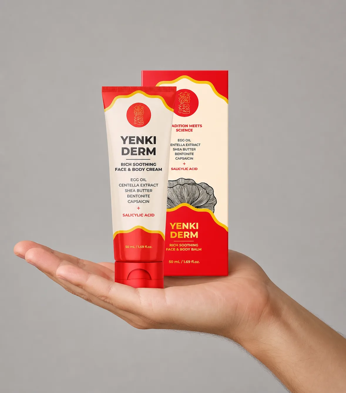 Yenki Derm — Verpackung in der Hand