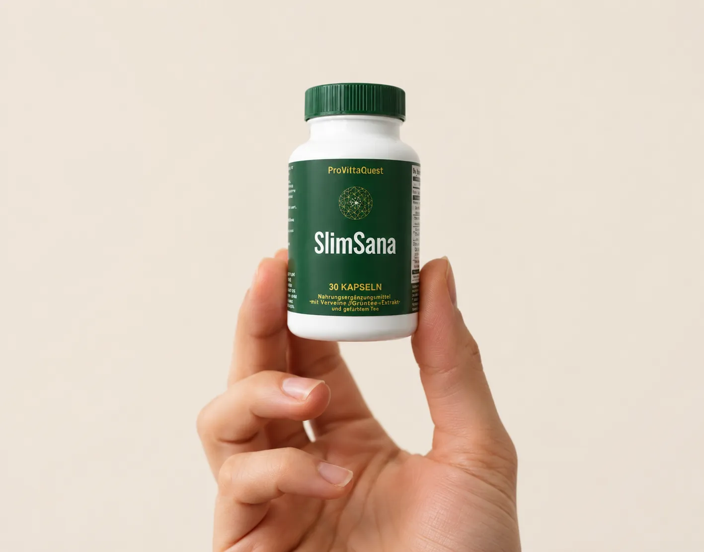SlimSana — Verpackung in der Hand