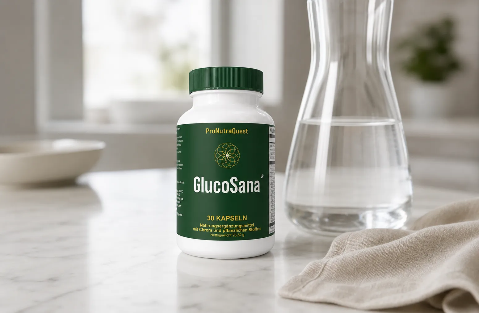 GlucoSana — Verpackung im Alltag