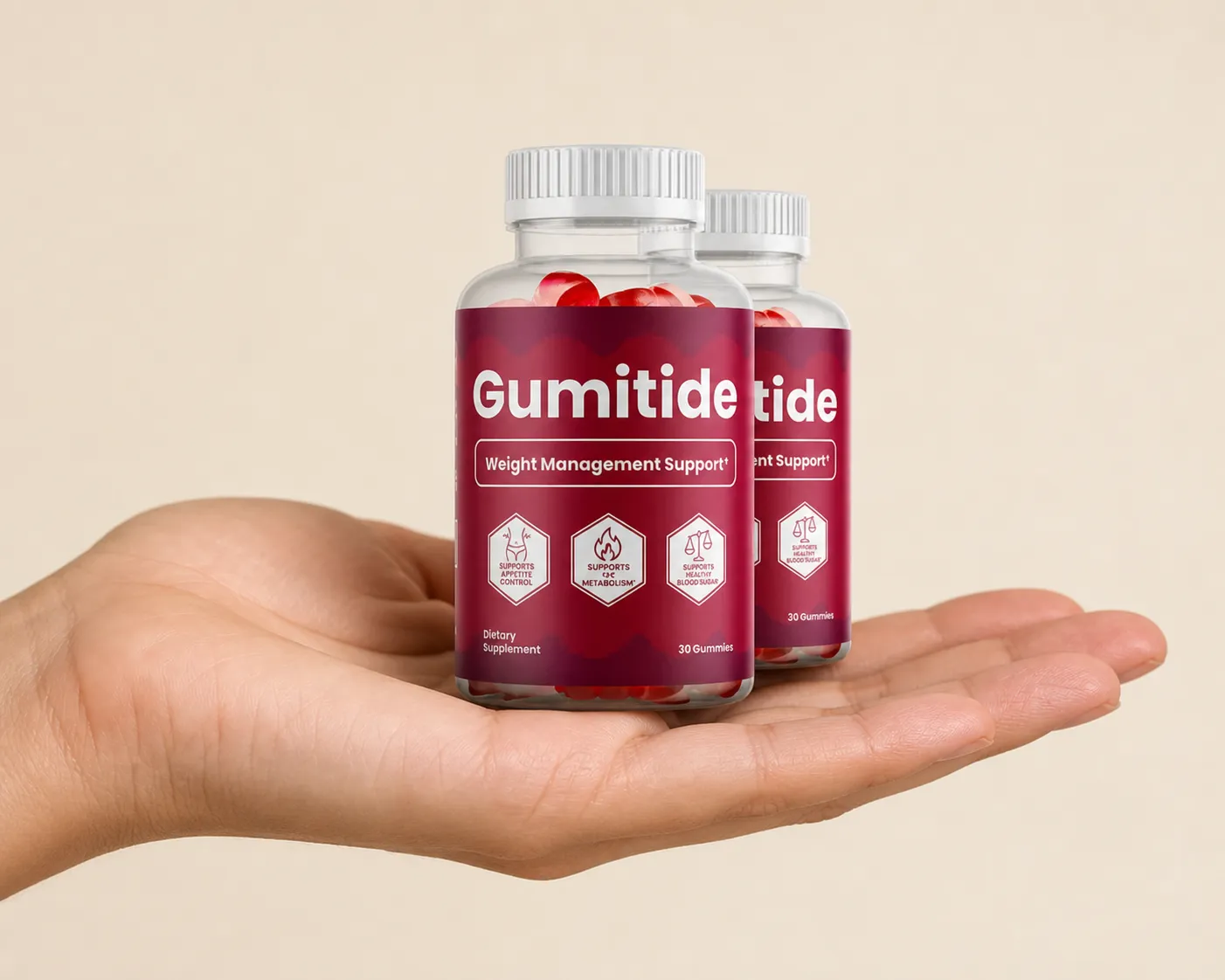 Gumitide — Verpackung in der Hand