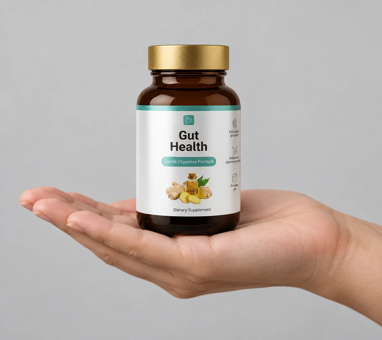 Gut health — Verpackung in der Hand