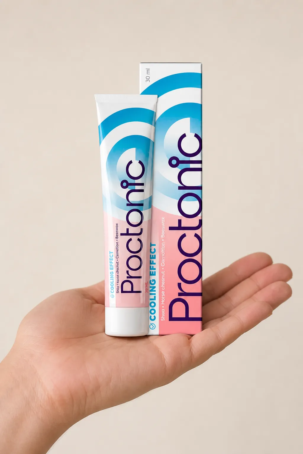 Proctonic — Verpackung in der Hand