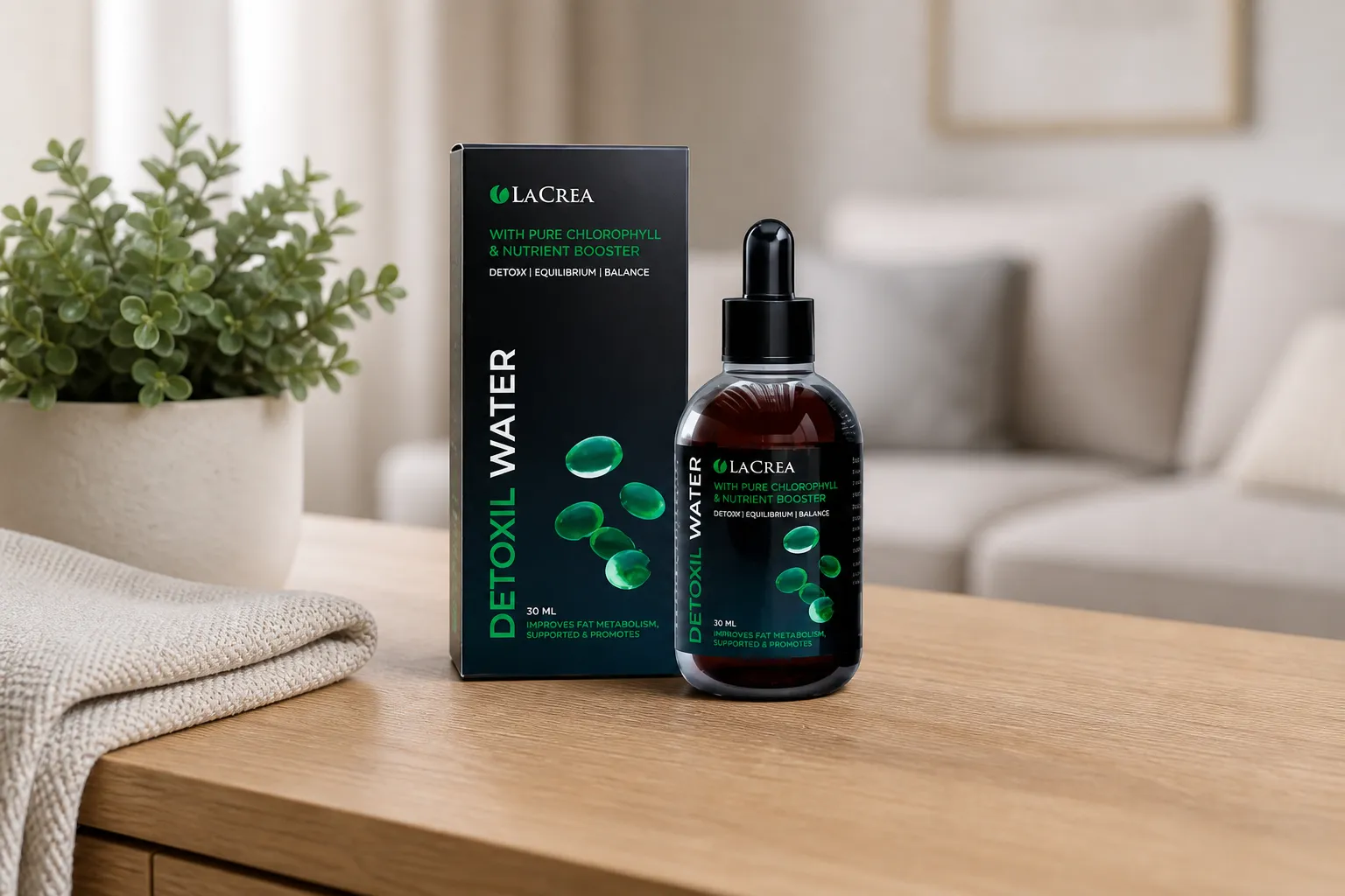 Detoxil water — Verpackung im Alltag