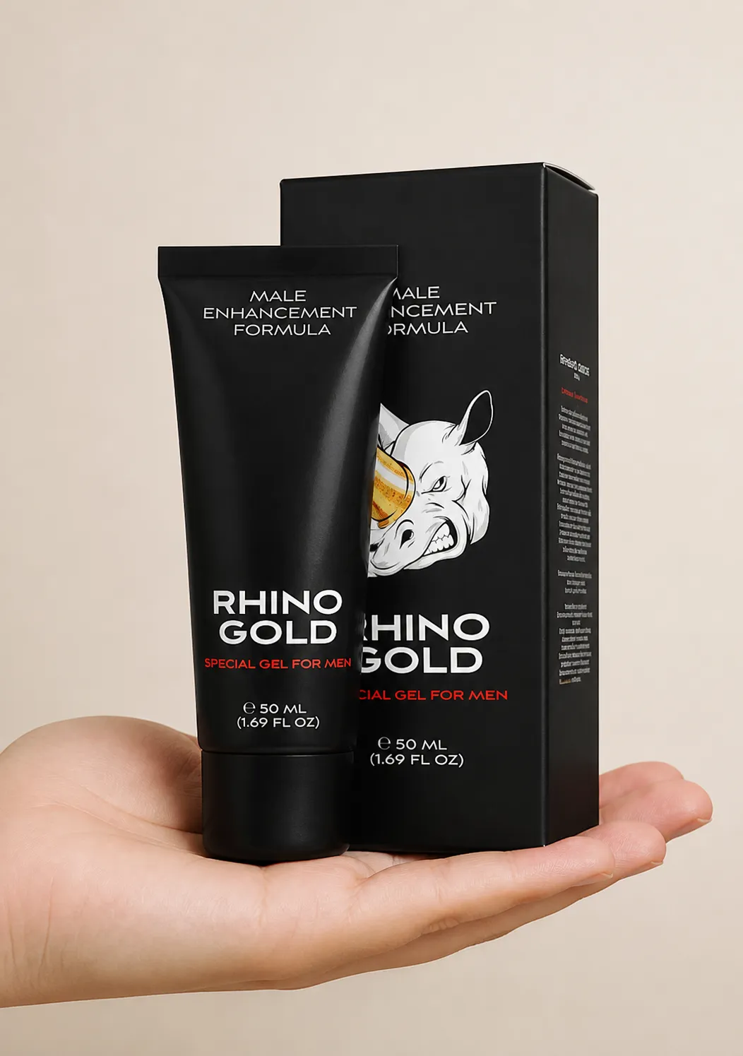 Rhino Gold Gel — Verpackung in der Hand
