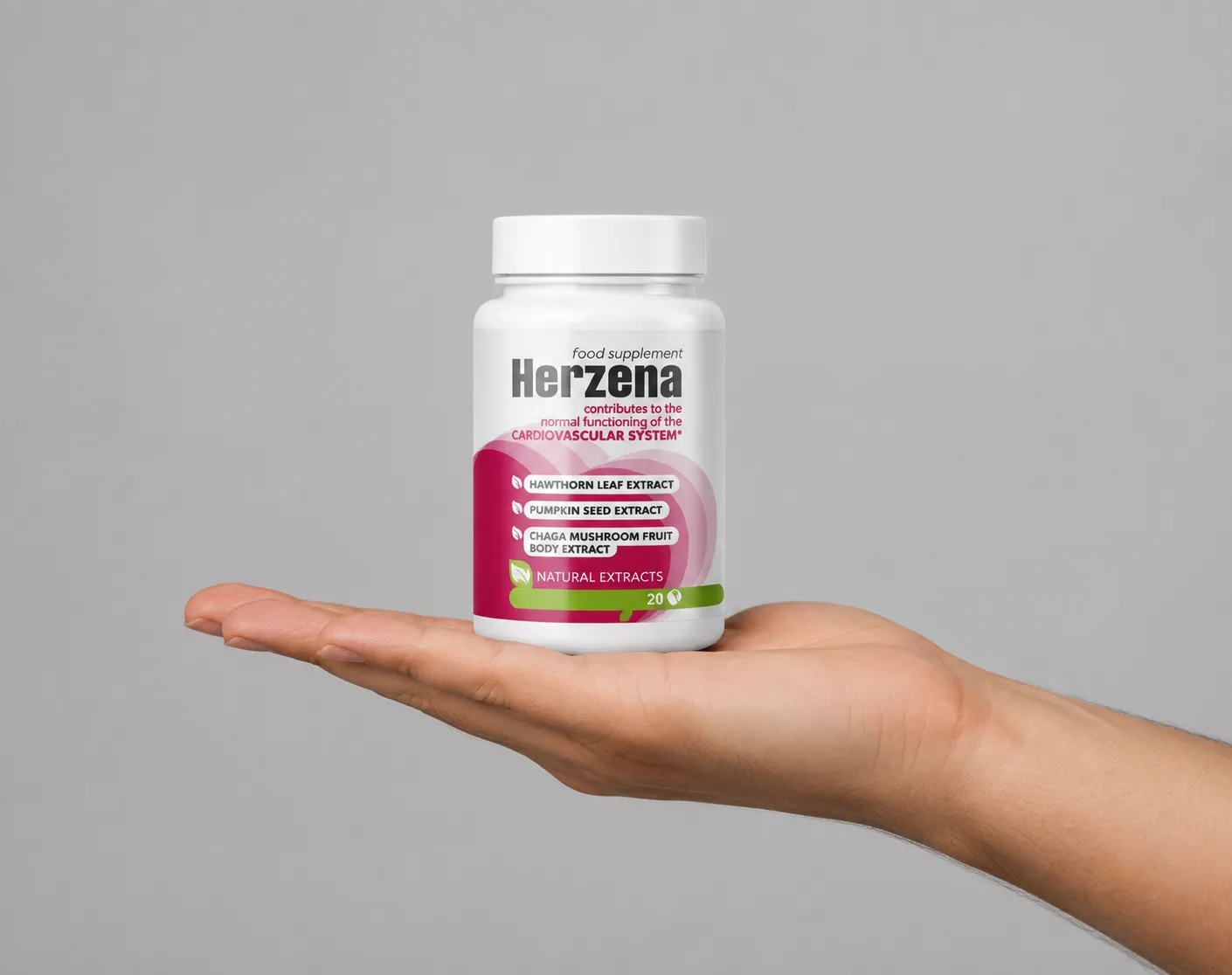 Herzena — Verpackung in der Hand