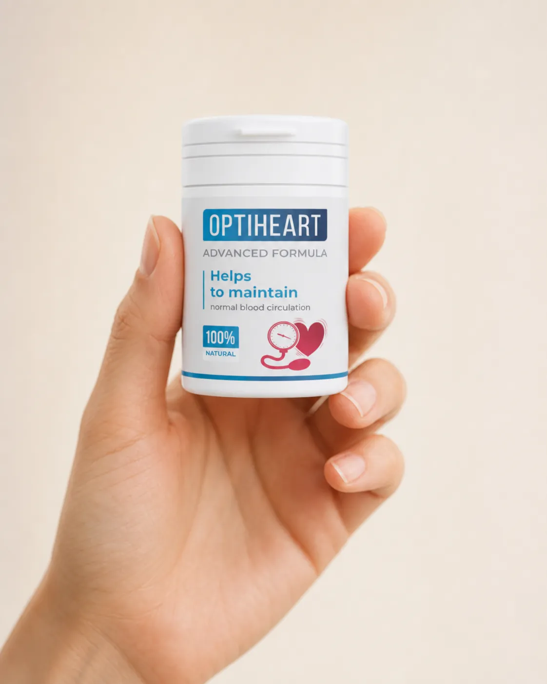 Optiheart — Verpackung in der Hand