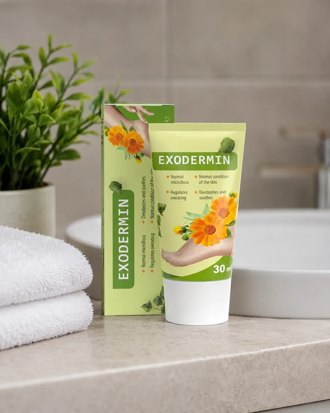 Exodermin — Verpackung im Alltag