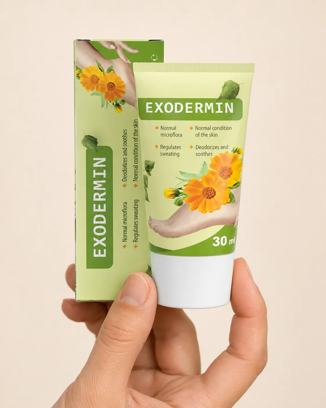 Exodermin — Verpackung in der Hand